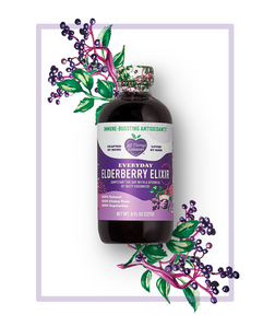 8 fluid ounce of everyday Elderberry Elixir filled with immune-boosting antioxidants from All Things Elderberry 